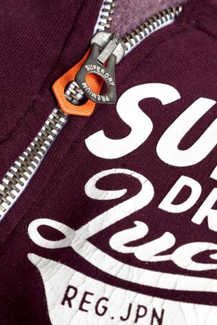 Superdry Burgundy Lucky Aces Zip Hoody